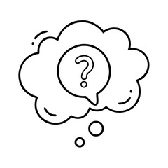 thought bubble with question mark icon, thought bubble with question mark line art - simple line art of thought bubble with question mark, perfect for thought bubble with question mark logos and icons