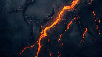 Hot glowing lava closeup background black orange heat