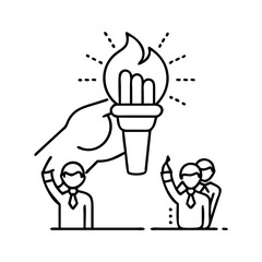 torch leadership icon, torch leadership line art - simple line art of torch leadership, perfect for torch leadership logos and icons