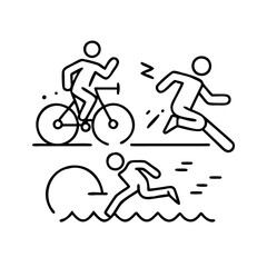 triathlon icon, triathlon line art - simple line art of triathlon, perfect for triathlon logos and icons