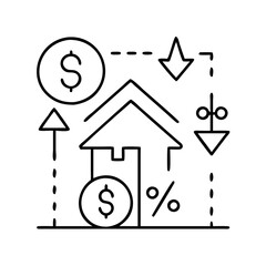 variable interest rate icon, variable interest rate line art - simple line art of variable interest rate, perfect for variable interest rate logos and icons