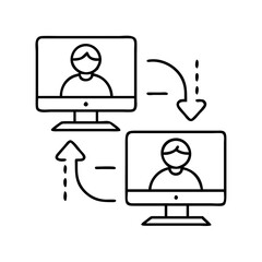 virtual collaboration icon, virtual collaboration line art - simple line art of virtual collaboration, perfect for virtual collaboration logos and icons
