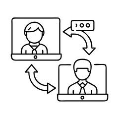 virtual collaboration icon, virtual collaboration line art - simple line art of virtual collaboration, perfect for virtual collaboration logos and icons