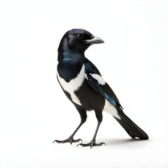 Obraz premium Azure-winged Magpie Bird on White Background