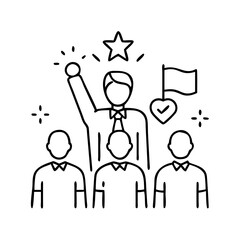 volunteer leadership icon, volunteer leadership line art - simple line art of volunteer leadership, perfect for volunteer leadership logos and icons