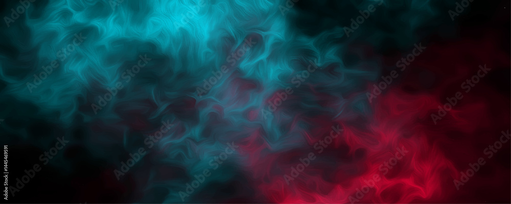 Wall mural abstract smoke in red and blue hue on a dark background. vibrant abstract red and blue smoke backgro