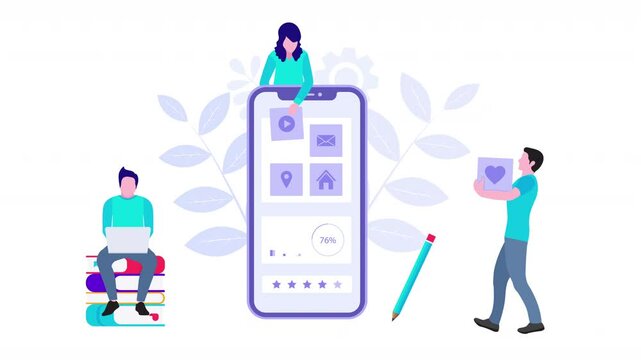 User experience design. Vector illustration. User interface, interface that bridges the gap between software and users, UX UI design, worker character animation