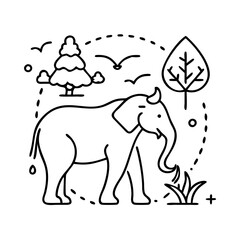 wildlife conservation icon, wildlife conservation line art - simple line art of wildlife conservation, perfect for wildlife conservation logos and icons