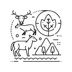 wildlife icon, wildlife line art - simple line art of wildlife, perfect for wildlife logos and icons