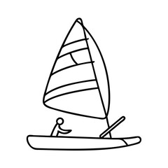 windsurfing icon, windsurfing line art - simple line art of windsurfing, perfect for windsurfing logos and icons