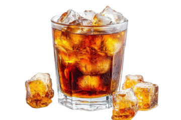 Refreshing iced cola drink in a glass with ice cubes perfect summer beverage cool and bubbly