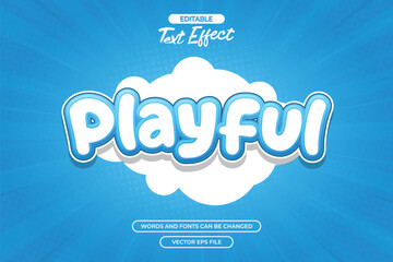 Playful editable text effect with cartoon style effect and cloud background