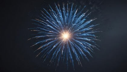 Isolated blue firework, intricate detail, explosive energy, atmospheric glow, isolated, abstract, firework