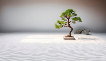 Tranquil Zen Garden with Raked Sand
