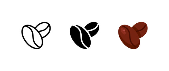 Fototapeta premium Coffee bean icon. Roasted brown seed sign. Caffeine source and espresso ingredient symbol. Organic crop and energy drink pictogram. Cafe flavor illustration.