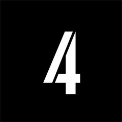 Fototapeta premium Number four logo design with cross and slash.