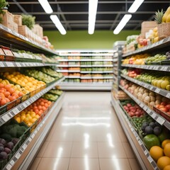 Fresh Produce Aisle in Supermarket