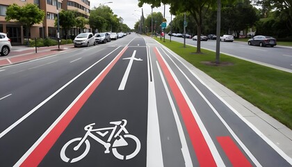 Obraz premium Dedicated Bicycle Lane on City Street