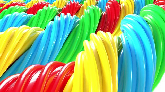 Color plastic twist wire cables rotate endless 4k