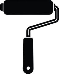 flat vector paint roller with handle on white background