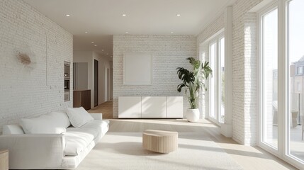 Fototapeta premium Bright, modern, minimalist living space