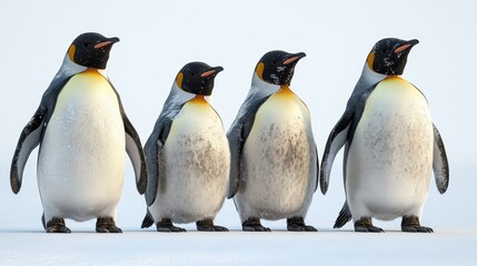 Fototapeta premium Emperor penguins standing on snowy surface