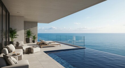 Obraz premium Luxury Terrace with Ocean View - Photo