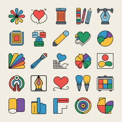 Colorful Graphic Design Icons Set for Creative Projects