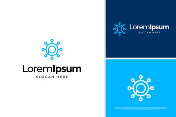 Initial P and Solar technology logo vector design template