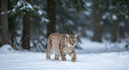 Obraz premium Lynx in Snowfall - Photo