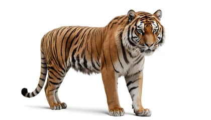 Fototapeta premium Majestic Tiger Walking Isolated on White