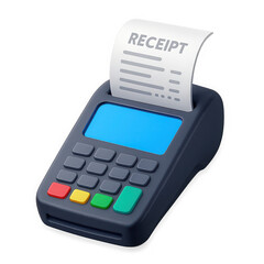 Payment terminal printing receipt in a modern style  