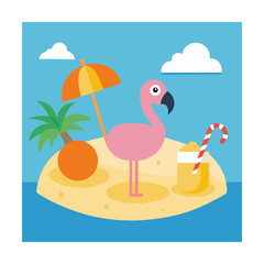 Obraz premium Summer Beach Background Vector Sand and Ocean Water Scene on White