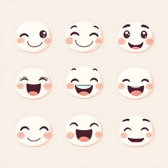 Obraz premium Cartoon face expressing happiness, vector emoji style