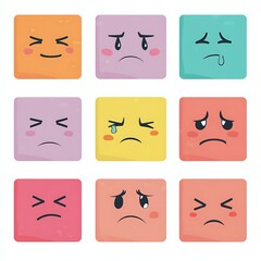 Sad face with tears, simple vector cartoon