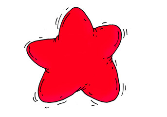  Bright red cartoon-style star shape without facial features. Ideal for use in icons, badges, reward systems, school materials, infographic elements, kids content, and educational games