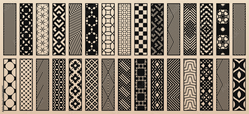 Poster big set of 30 vector templates for laser cut, plotter, cnc cutting. elegant modern designs with abst