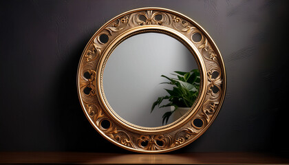 Obraz premium Round mirror in gold frame