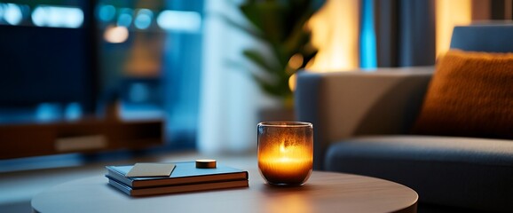 Candlelight ambiance in stylish interior, providing relaxing peaceful mood