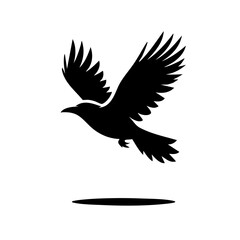 Obraz premium Majestic Bird in Flight: Black Silhouette of a Soaring Avian