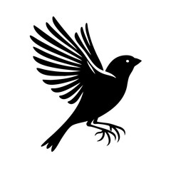Fototapeta premium Majestic Bird in Flight: Black Silhouette of a Sparrow Taking Flight