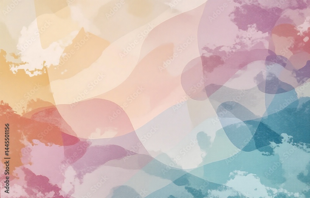 Poster abstract watercolor painting in pastel hues. soft, blended colors create a dreamy, ethereal atmosphe