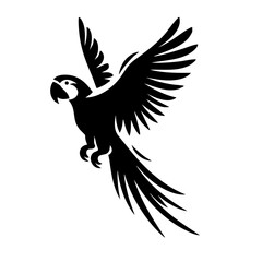 Fototapeta premium Majestic Parrot in Flight: Black and White Bird Silhouette