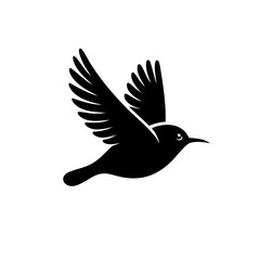 Fototapeta premium Elegant Black Bird Silhouette: A Symbol of Freedom and Grace