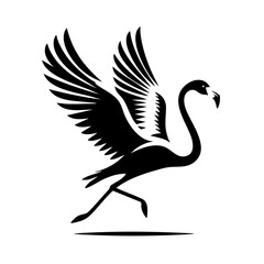 Fototapeta premium Elegant Flamingo in Flight: Black and White Bird Silhouette Vector Graphic