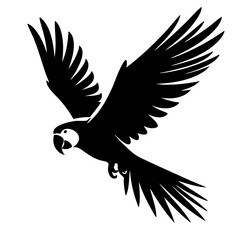 Obraz premium Majestic Macaw in Flight: A Stunning Black and White Silhouette