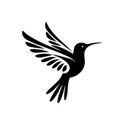 Obraz premium Hummingbird in Flight: Elegant Black and White Bird Silhouette