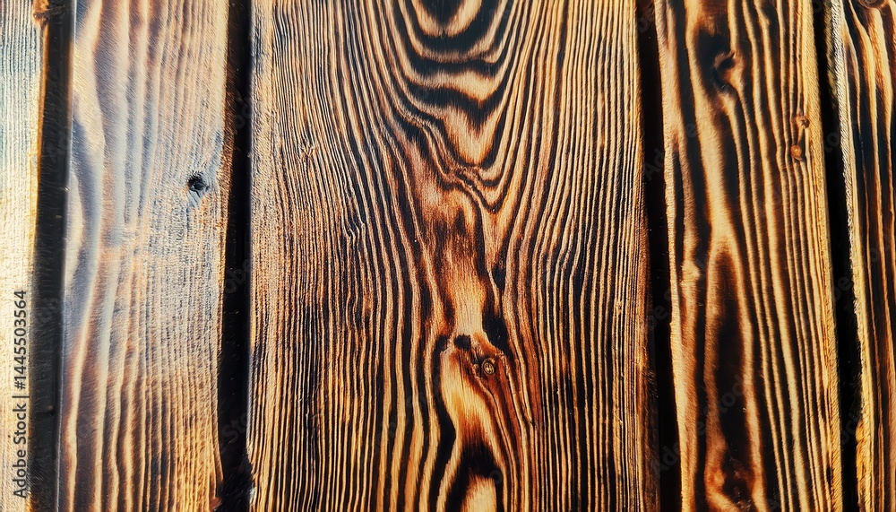 Aufkleber charred wood planks texture background for rustic web design, print media, or branding projects high