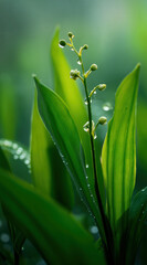 Fototapeta premium Dew-kissed Lily of the Valley: A Springtime Floral Masterpiece