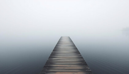 Foggy Morning on a Wooden Pier
